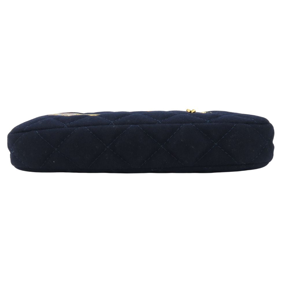 Chanel Cotton Navy Marin Leather Shoulder Bag