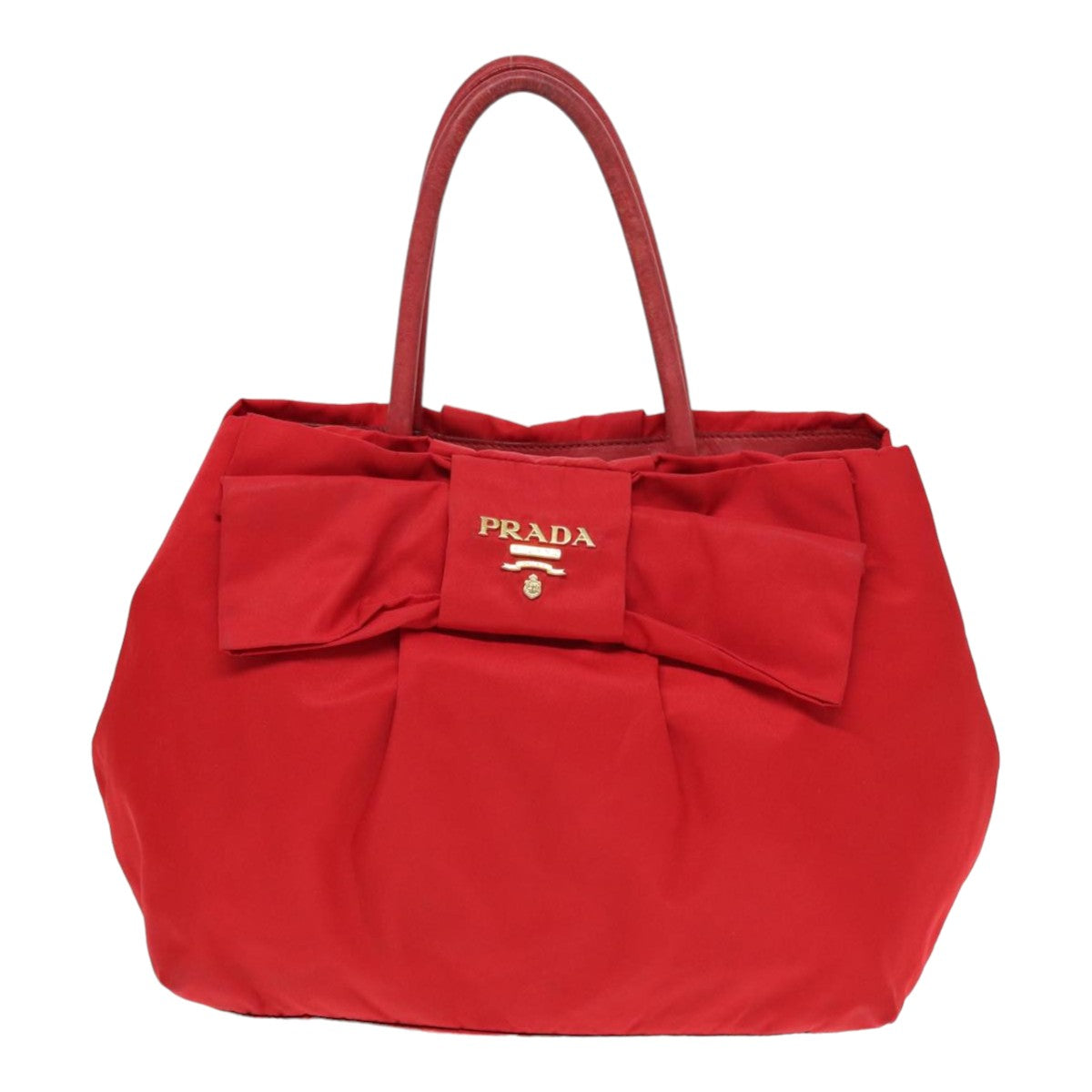 Prada Hand Bag Auth Nylon Red Travel Bag Red Auth 84453