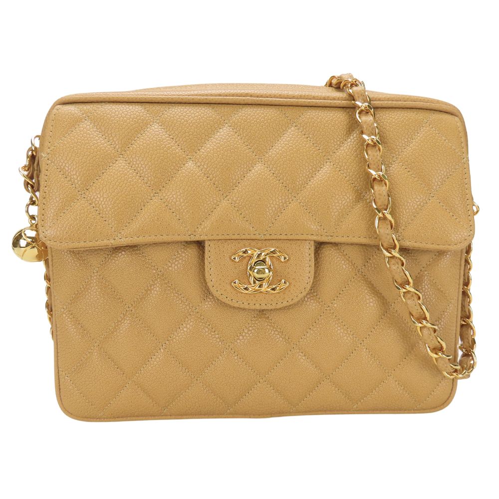 Chanel Caviar skin Matrasse Beige Shoulder Bag