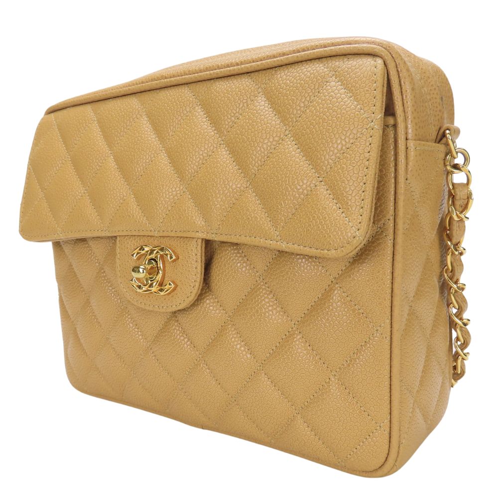 Chanel Caviar skin Matrasse Beige Shoulder Bag