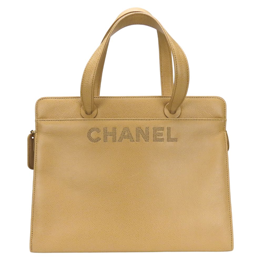Chanel Caviar skin logo Beige Handbag