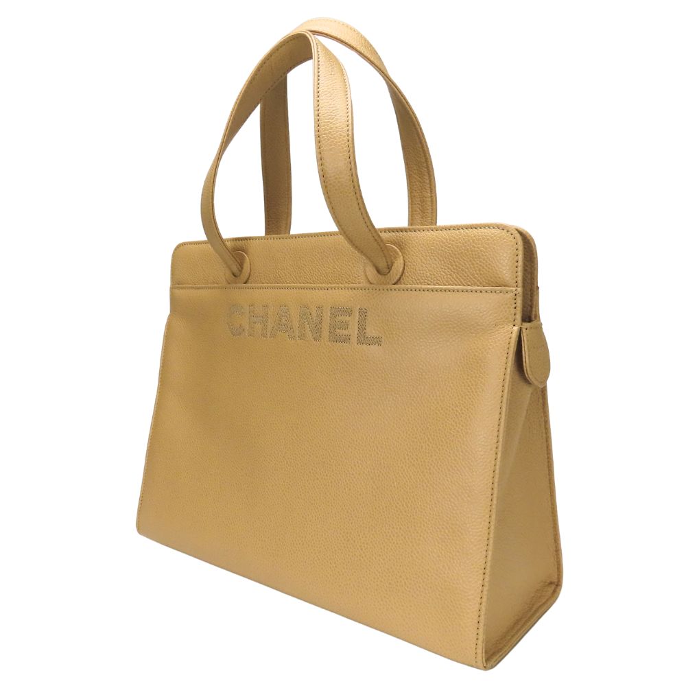 Chanel Caviar skin logo Beige Handbag