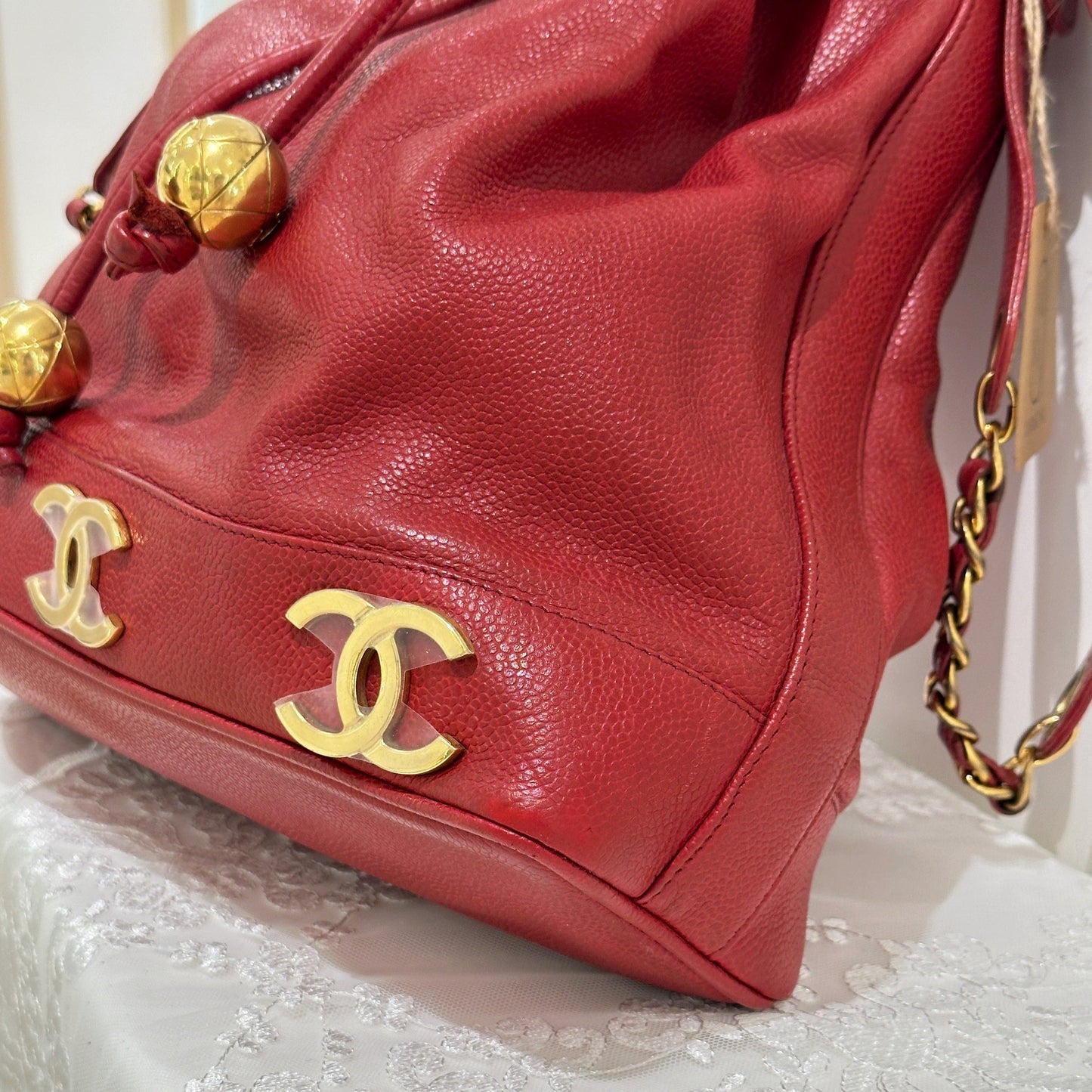 Chanel   triple CC leather bucket bag