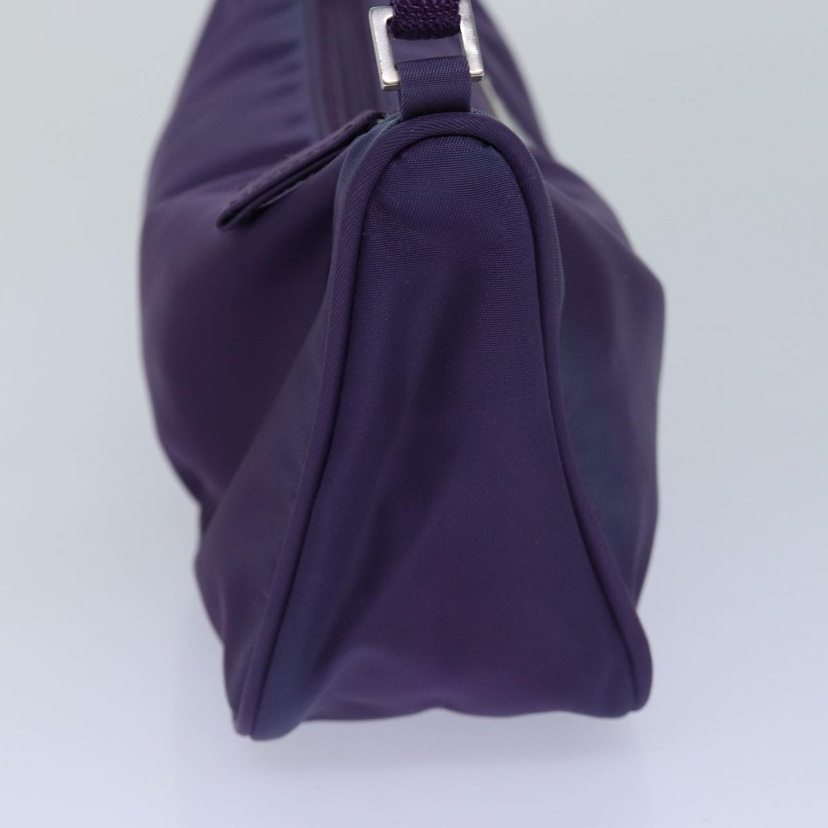Prada Accessory Pouch Auth Luxury Handbag Nylon Silver Purple Clutch Bag