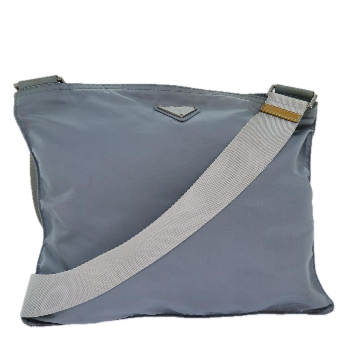 Prada Shoulder Bag Light Auth Nylon Blue Silver Silver Auth 84542