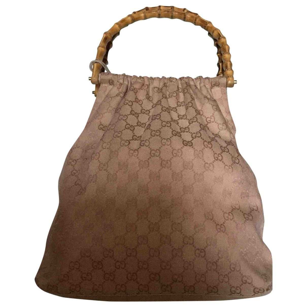 Gucci bamboo beige cloth handbag