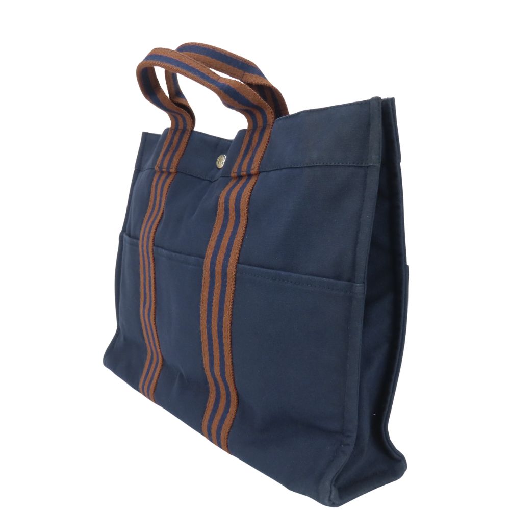 Hermes Tote Bag Cotton Fool Toemm Canvas Navy