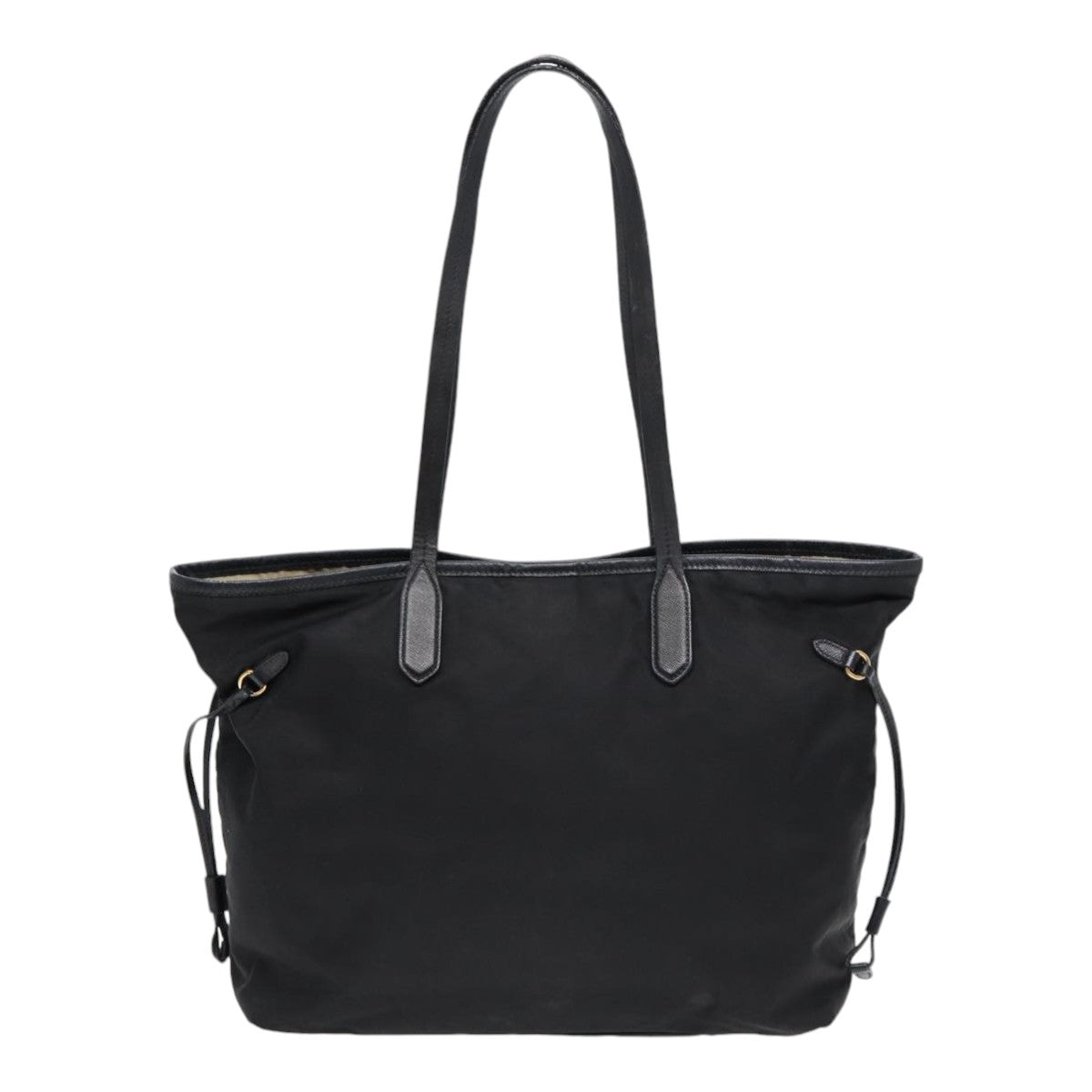 Prada Tote Bag Auth Nylon Black Gold