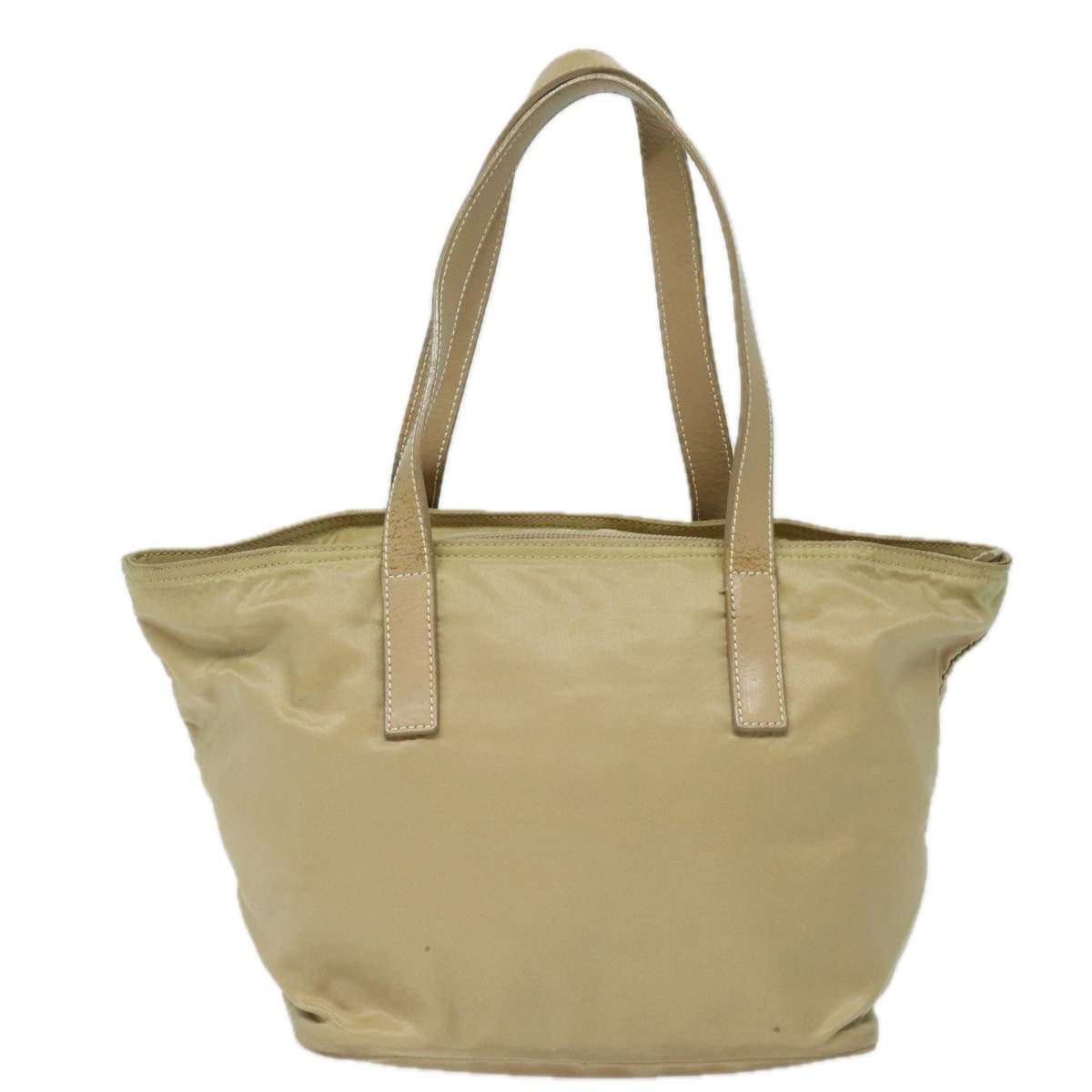 Prada Hand Bag Auth Nylon Beige Silver Travel Bag Beige Auth 84643