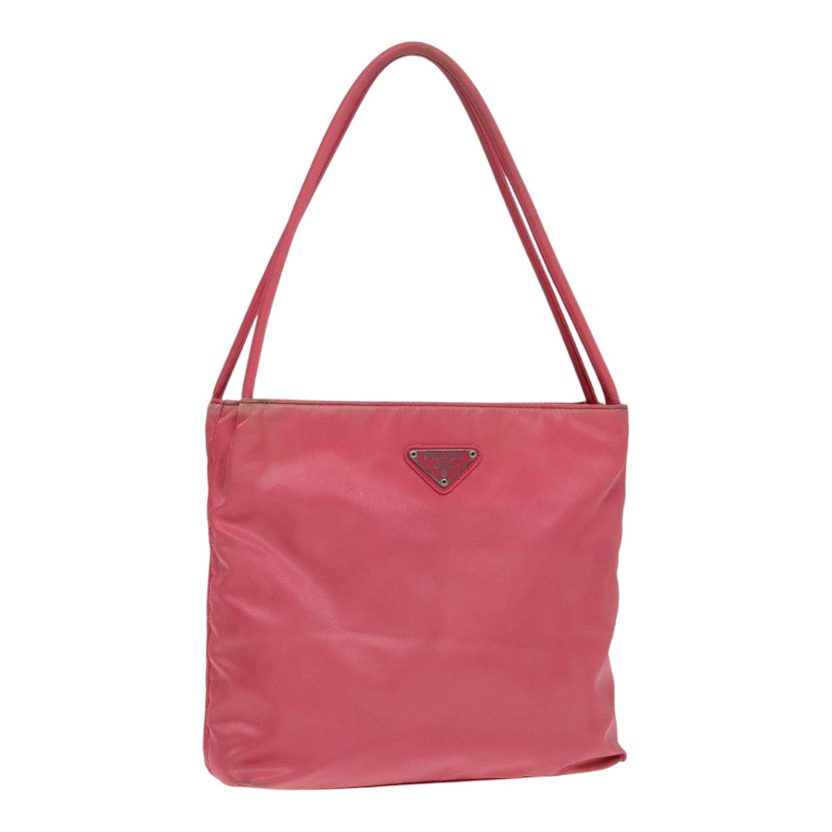Prada Shoulder Bag Auth Nylon Pink Silver Silver Auth 84644