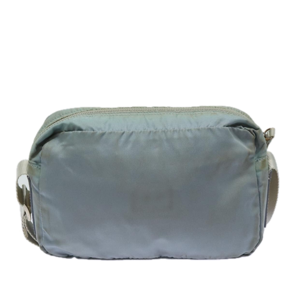 Prada Shoulder Bag Light Auth Nylon Blue Silver