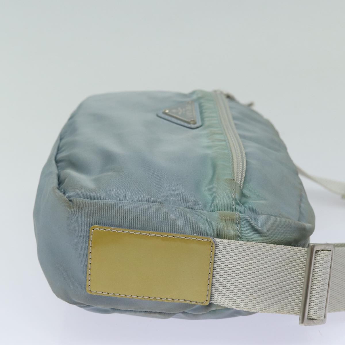 Prada Shoulder Bag Light Auth Nylon Blue Silver
