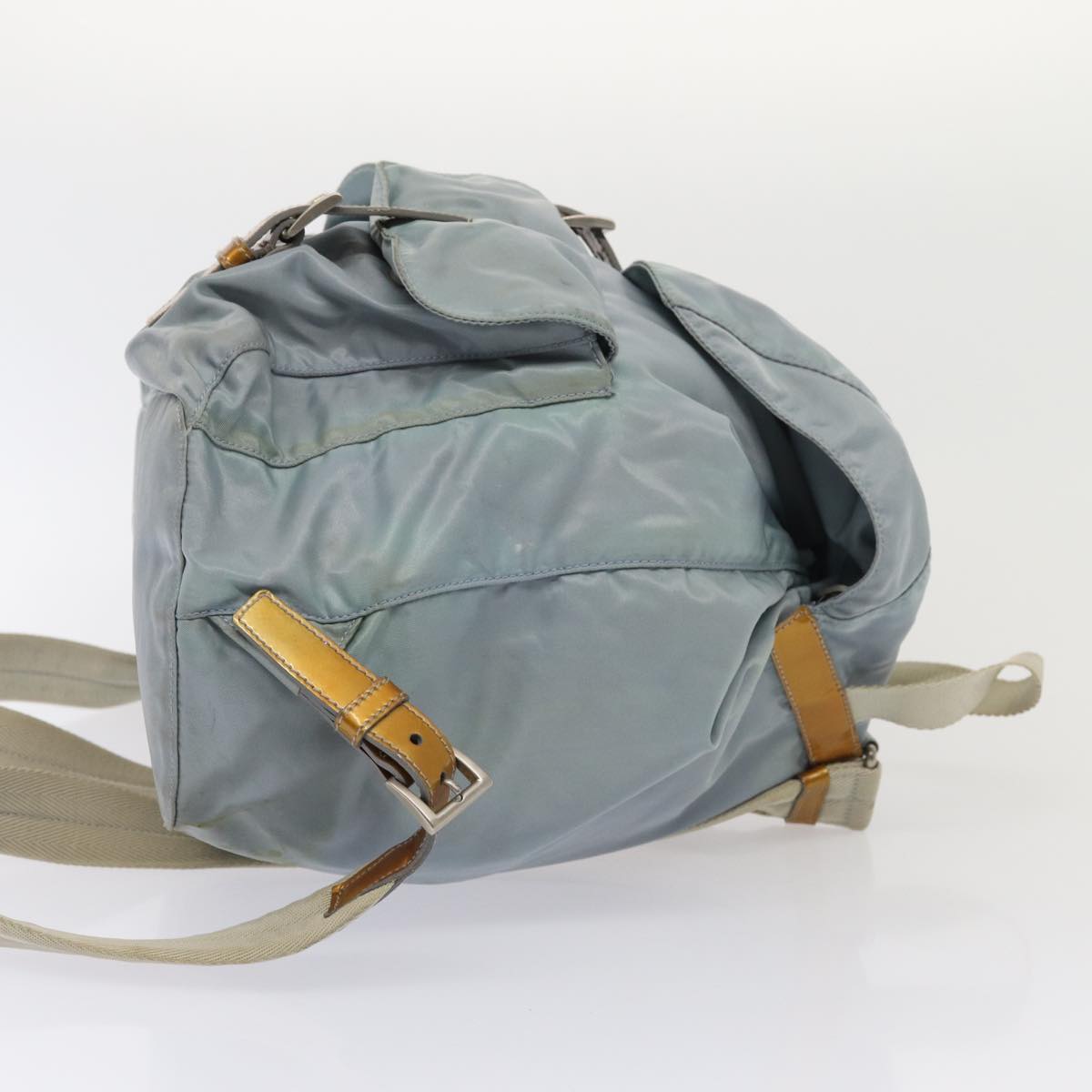 Prada Backpack Light Auth Nylon Blue Silver