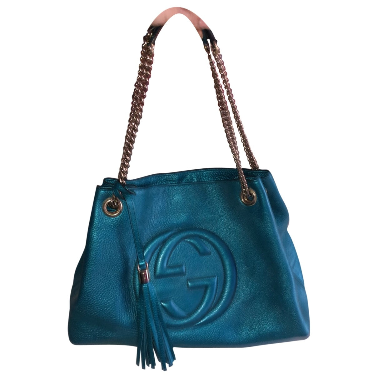 Gucci soho blue patent leather handbag
