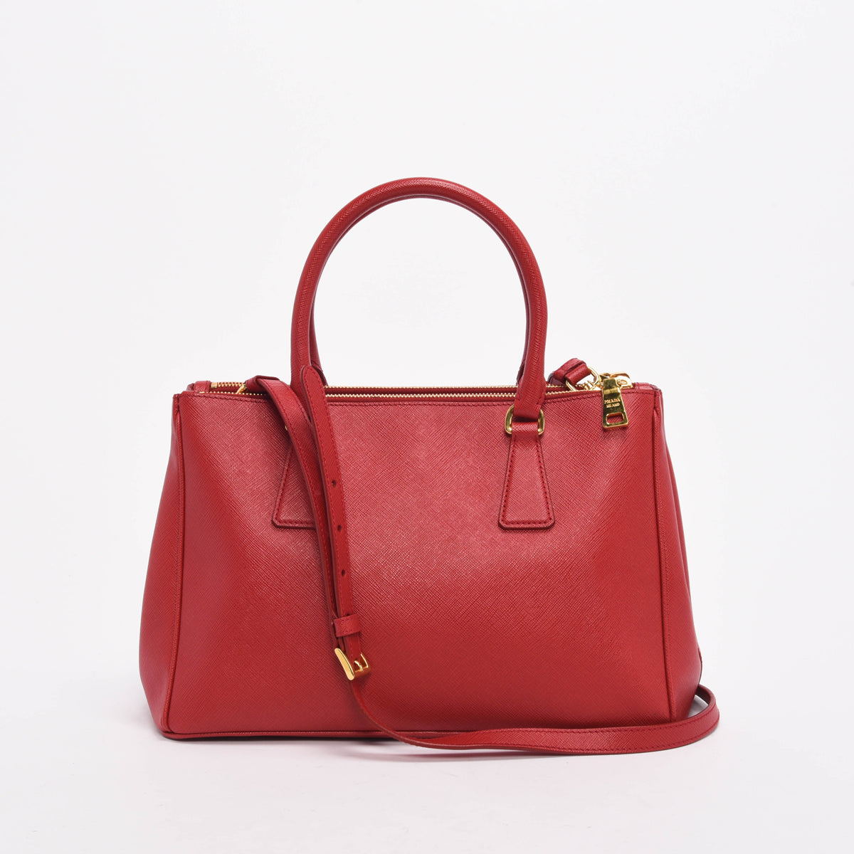Prada Lux Double Tote Saffiano Red Small Tote Bag