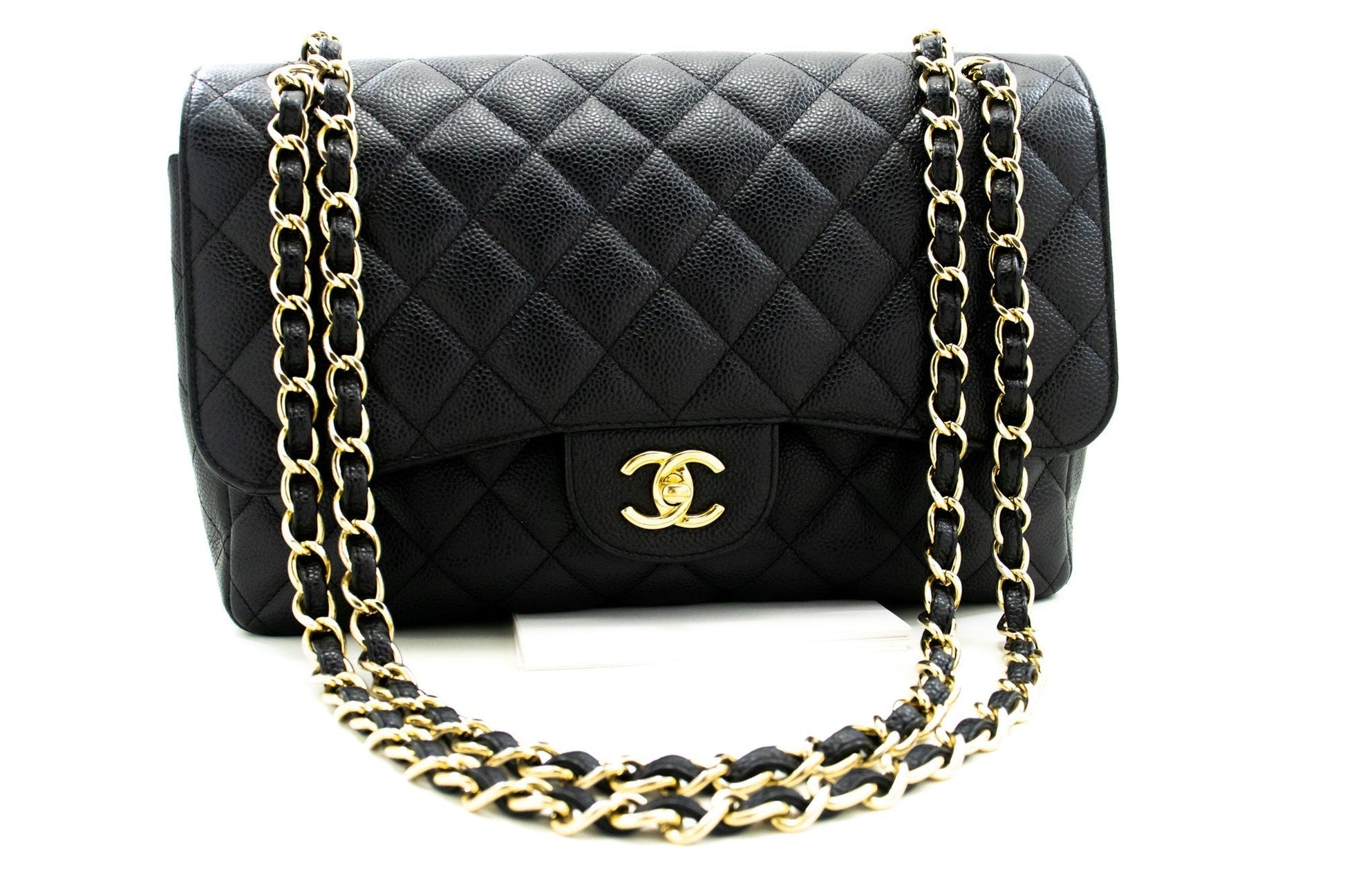 Chanel Classic Large " Chain Shoulder Bag W New Black Caviar