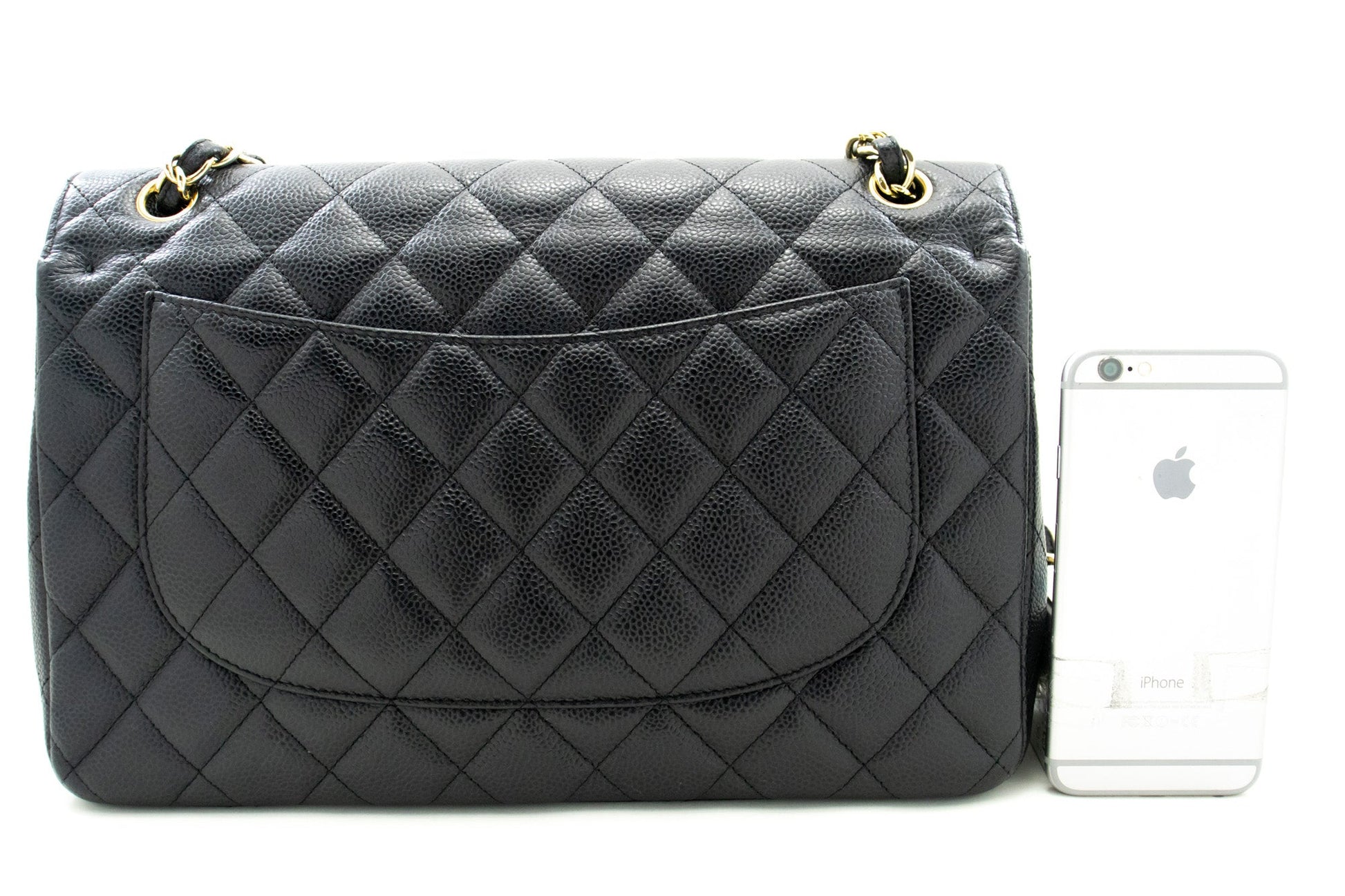 Chanel Classic Large " Chain Shoulder Bag W New Black Caviar