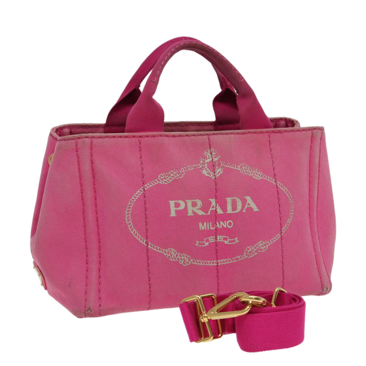 Prada Canapa Pm Hand Bag Auth Canvas Pink Travel Bag Pink Auth 84944