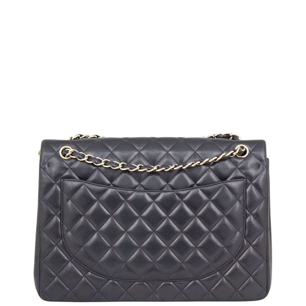 Chanel Classic Double Maxi Lambskin GHW Handbag Black Flap