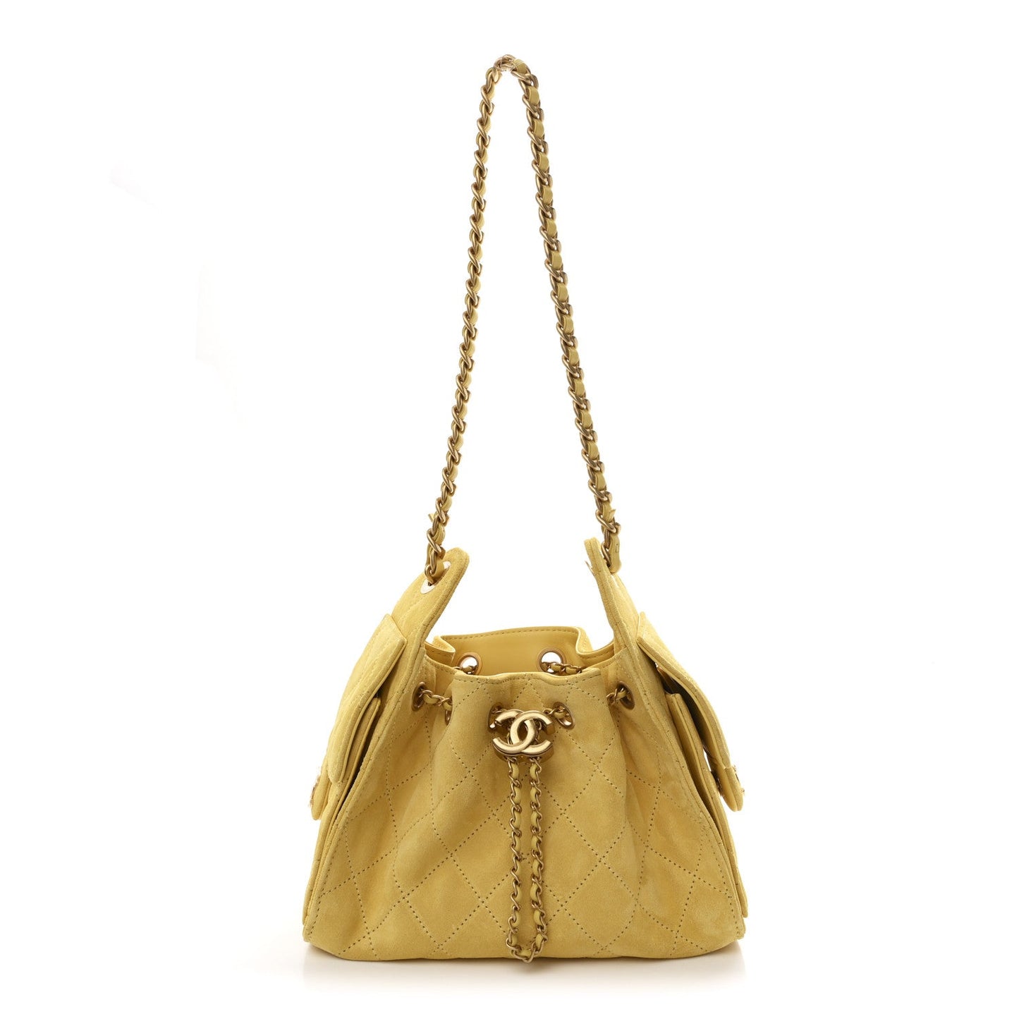 Chanel Suede Quilted Mini 25 Handbag Yellow