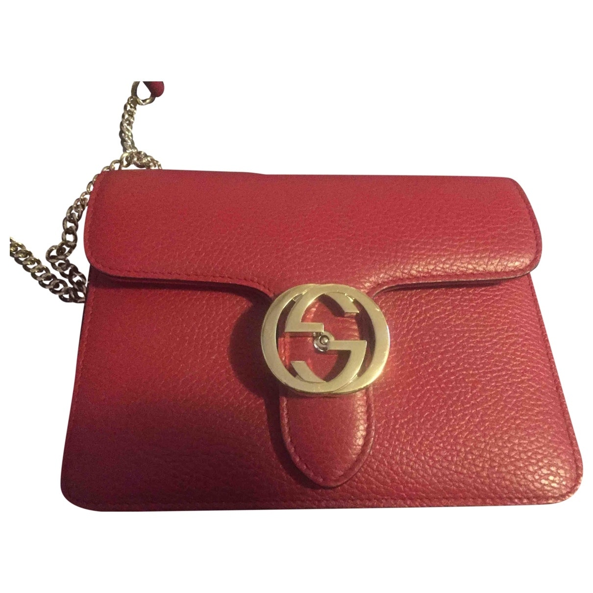 Gucci interlocking red leather handbag