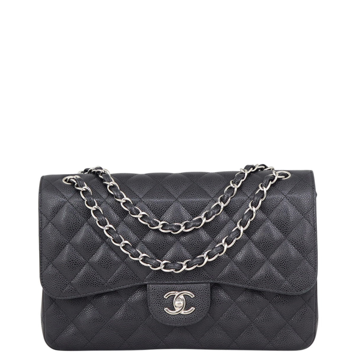 Chanel Classic Double Jumbo 19 Series Handbag Black Flap