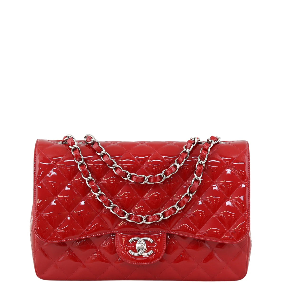 Chanel Classic Single Jumbo Handbag Red Flap