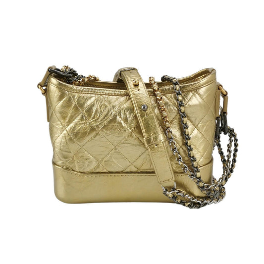 Chanel Gabrielle Hobo Gold Small Leather Crossbody Bag