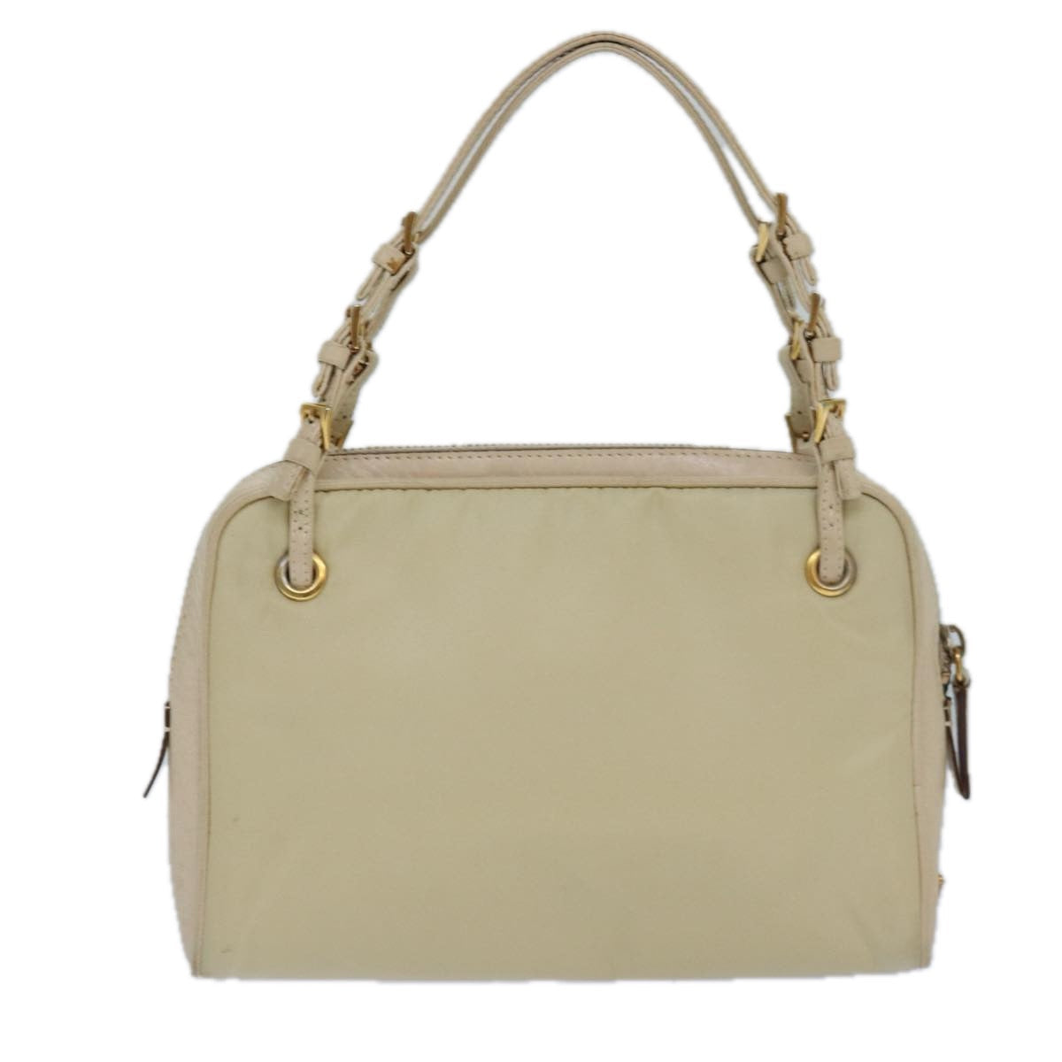Prada Hand Bag Auth Nylon Beige Gold Travel Bag Beige Auth 85224