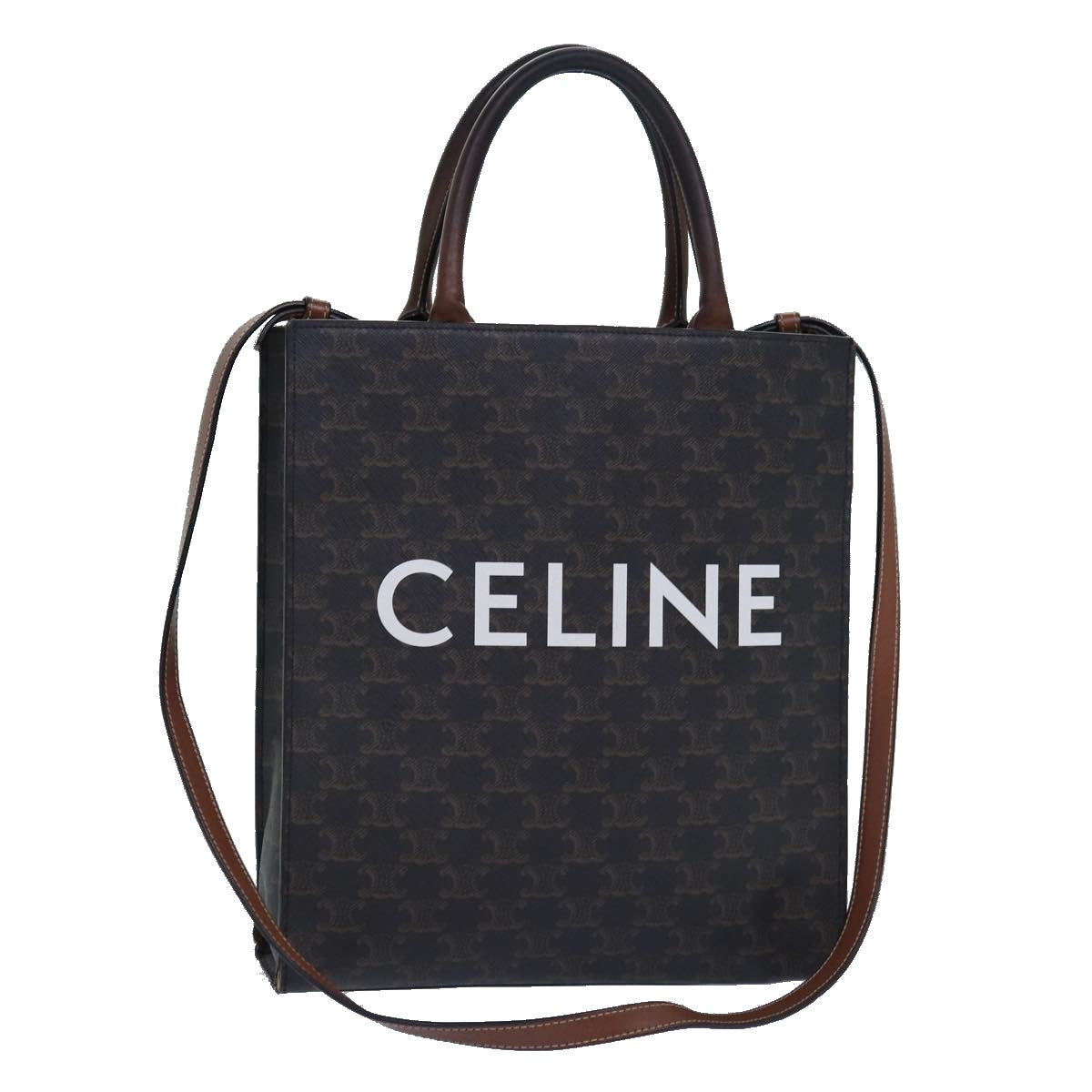 Luxury Triomphe Hand Bag Pvc Way Auth Canvas Black Travel Bag
