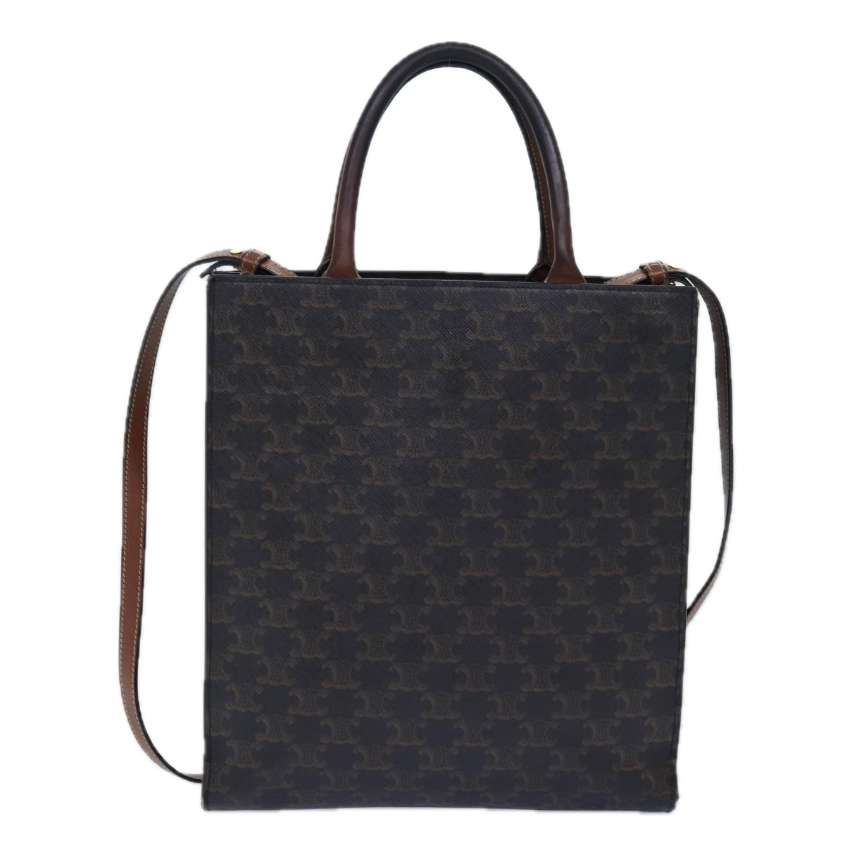Luxury Triomphe Hand Bag Pvc Way Auth Canvas Black Travel Bag