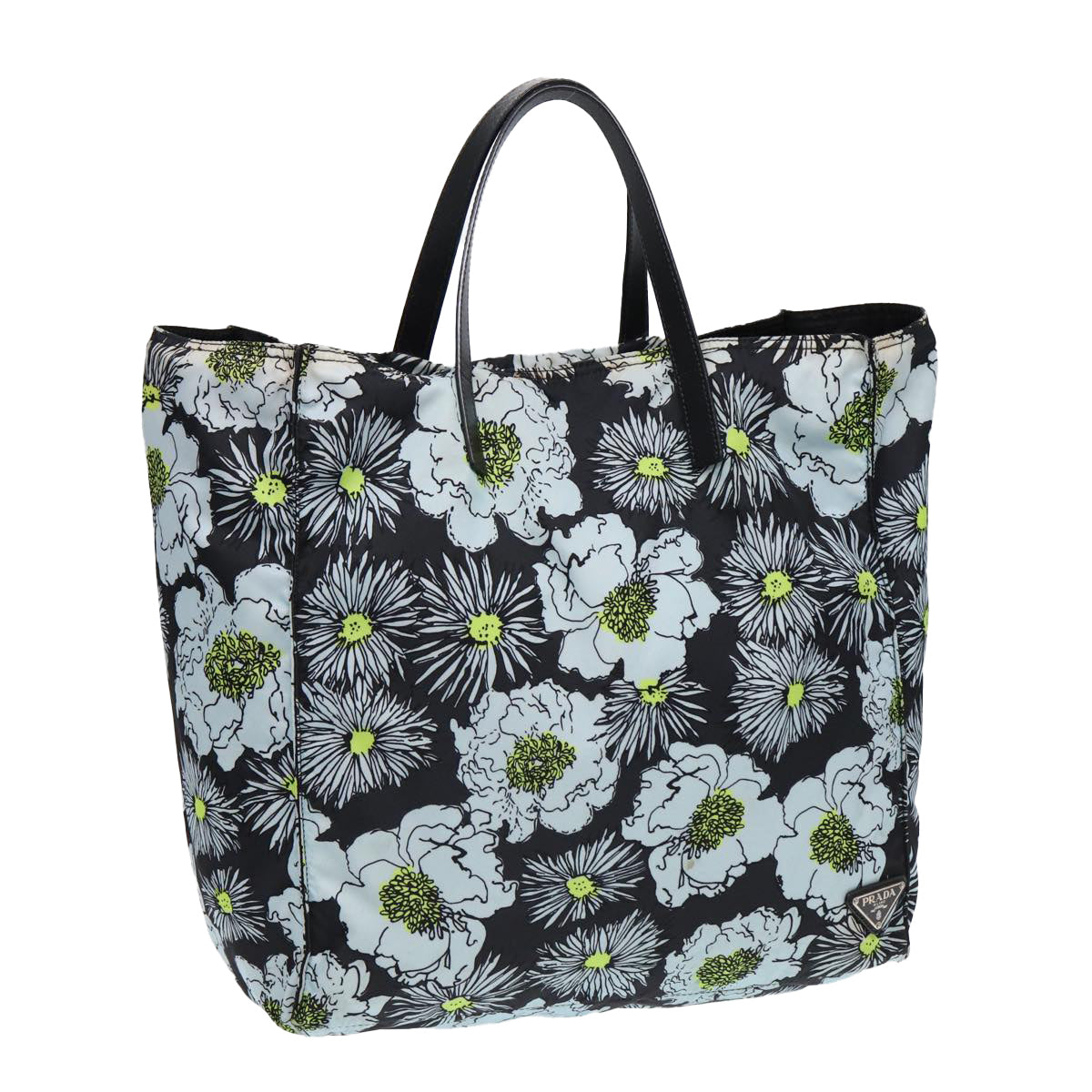 Prada Tote Bag Auth Nylon Black Blue