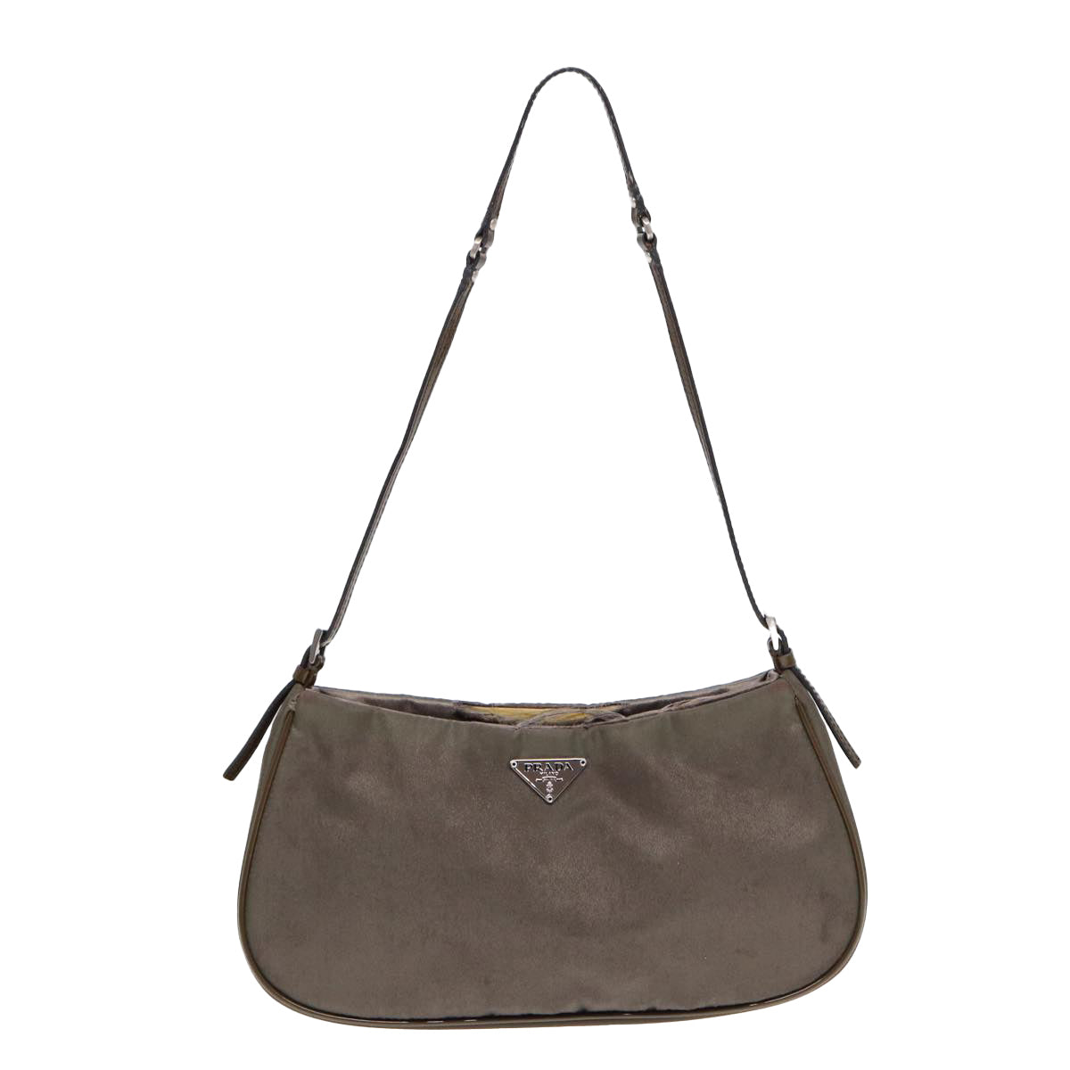 Prada Accessory Pouch Khaki Auth Luxury Handbag Nylon Silver Clutch Bag