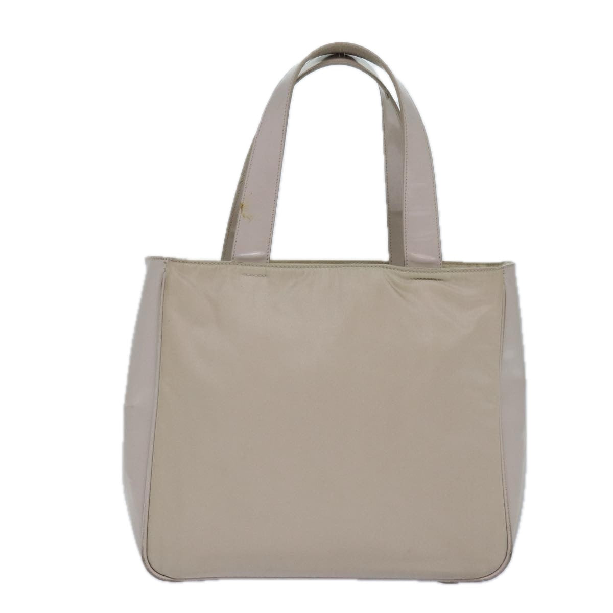 Prada Tote Bag Enamel Auth Nylon White Silver