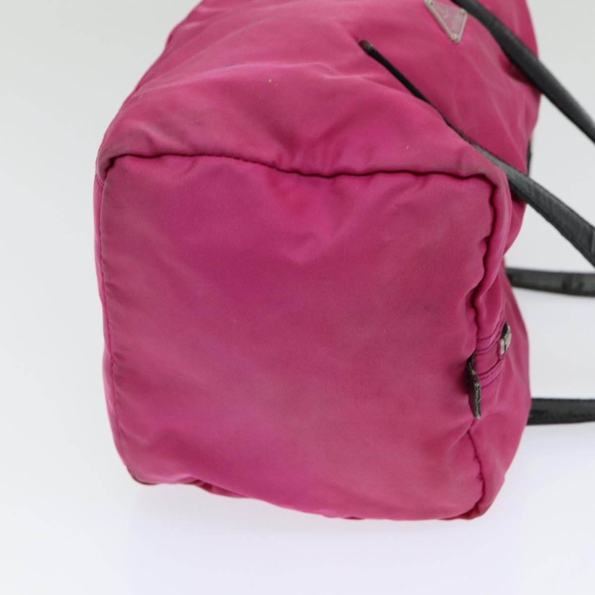 Prada Hand Bag Auth Nylon Pink Silver Travel Bag Silver Auth 85465