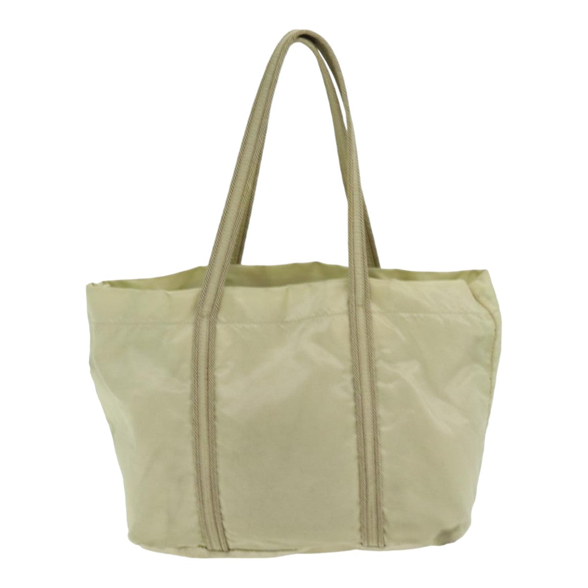 Prada Hand Bag Auth Nylon Beige Silver Travel Bag