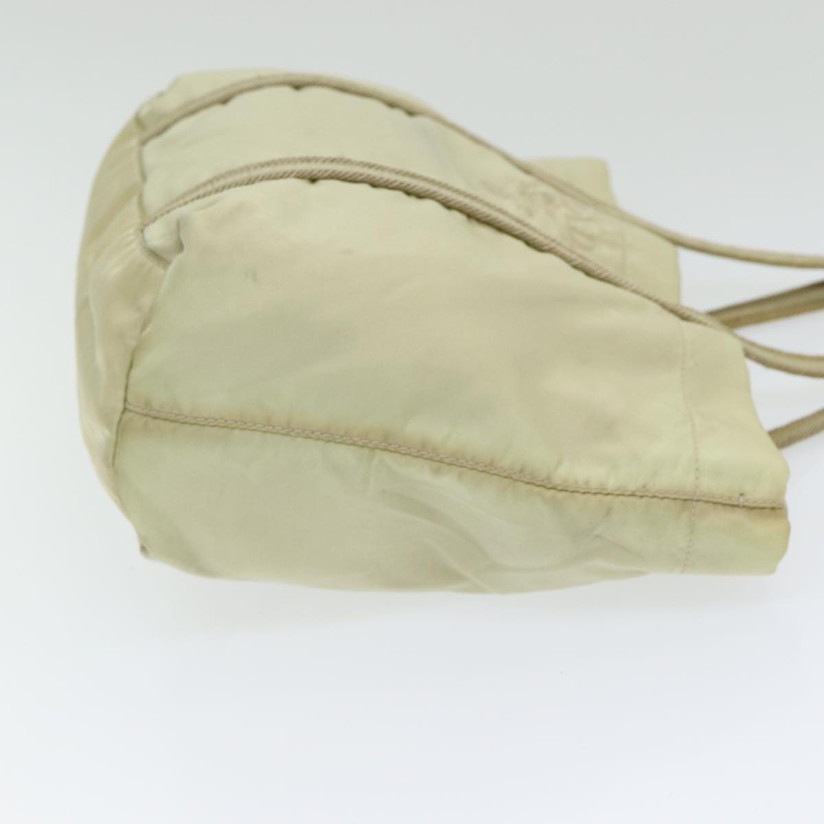 Prada Hand Bag Auth Nylon Beige Silver Travel Bag