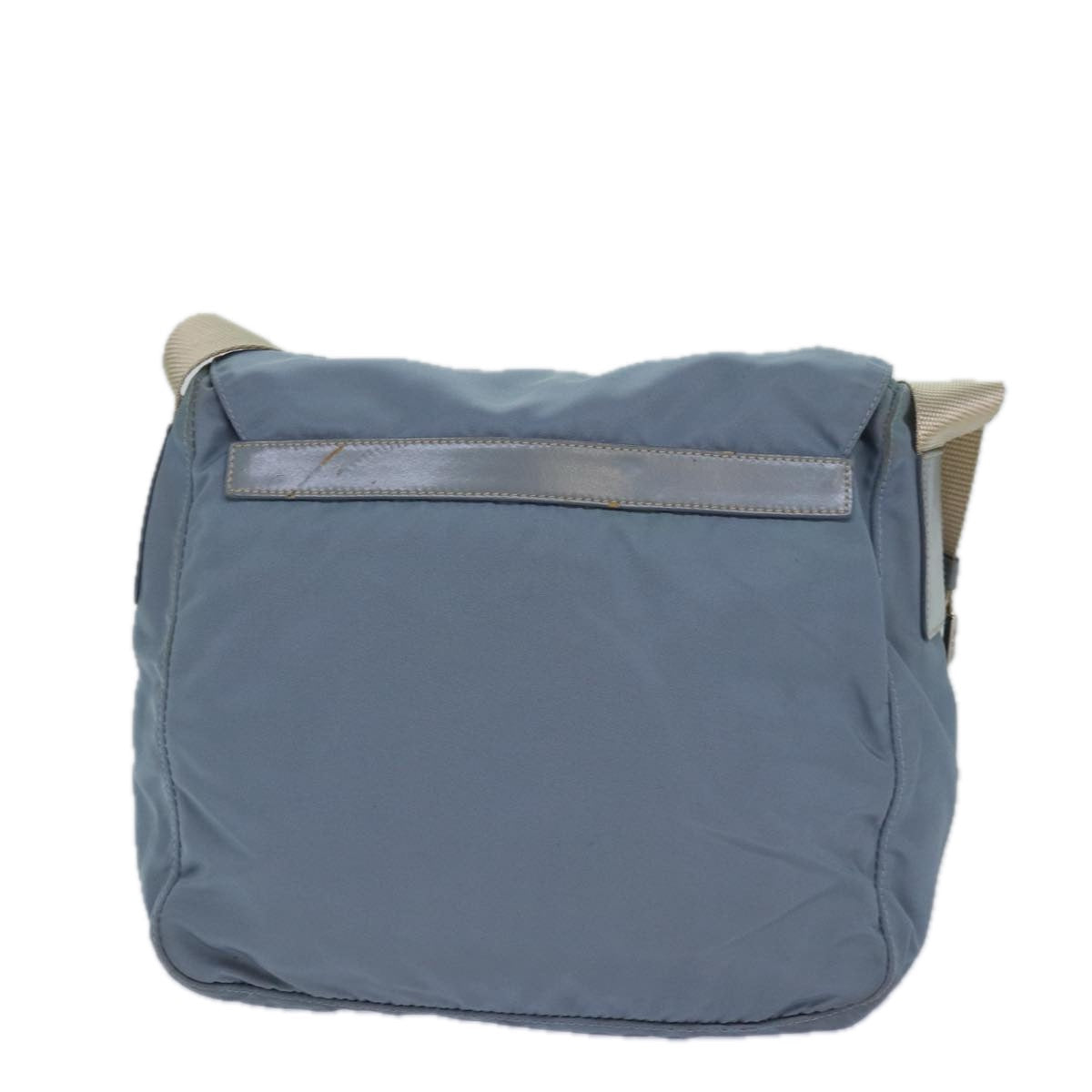Prada Shoulder Bag Light Auth Nylon Blue Silver Silver Auth 85482