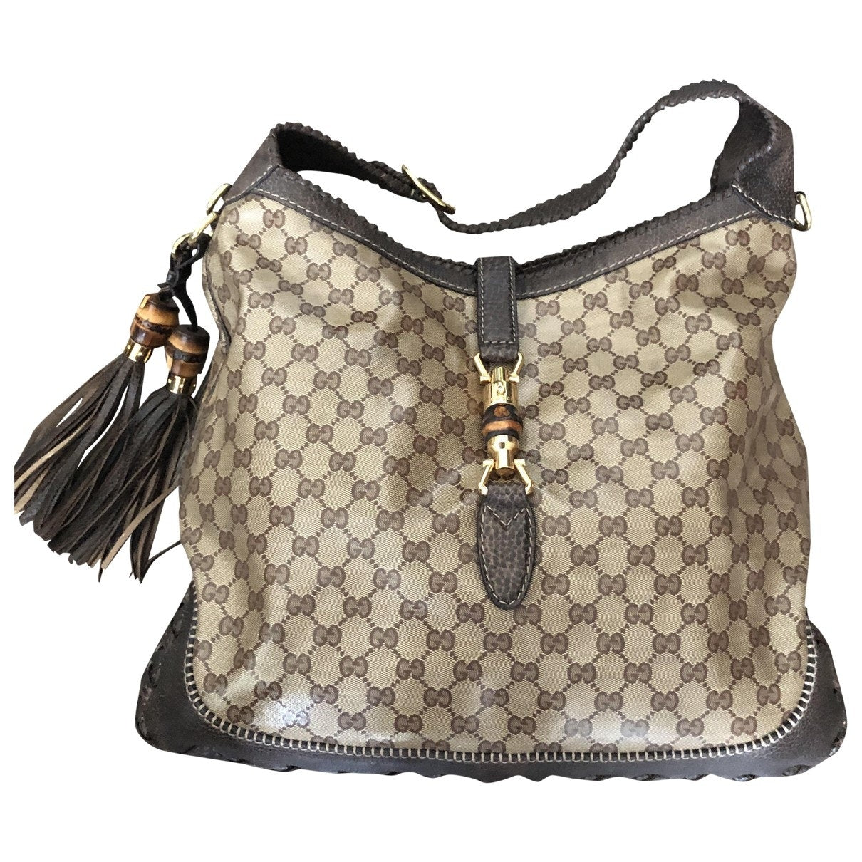 Gucci jackie beige patent leather handbag