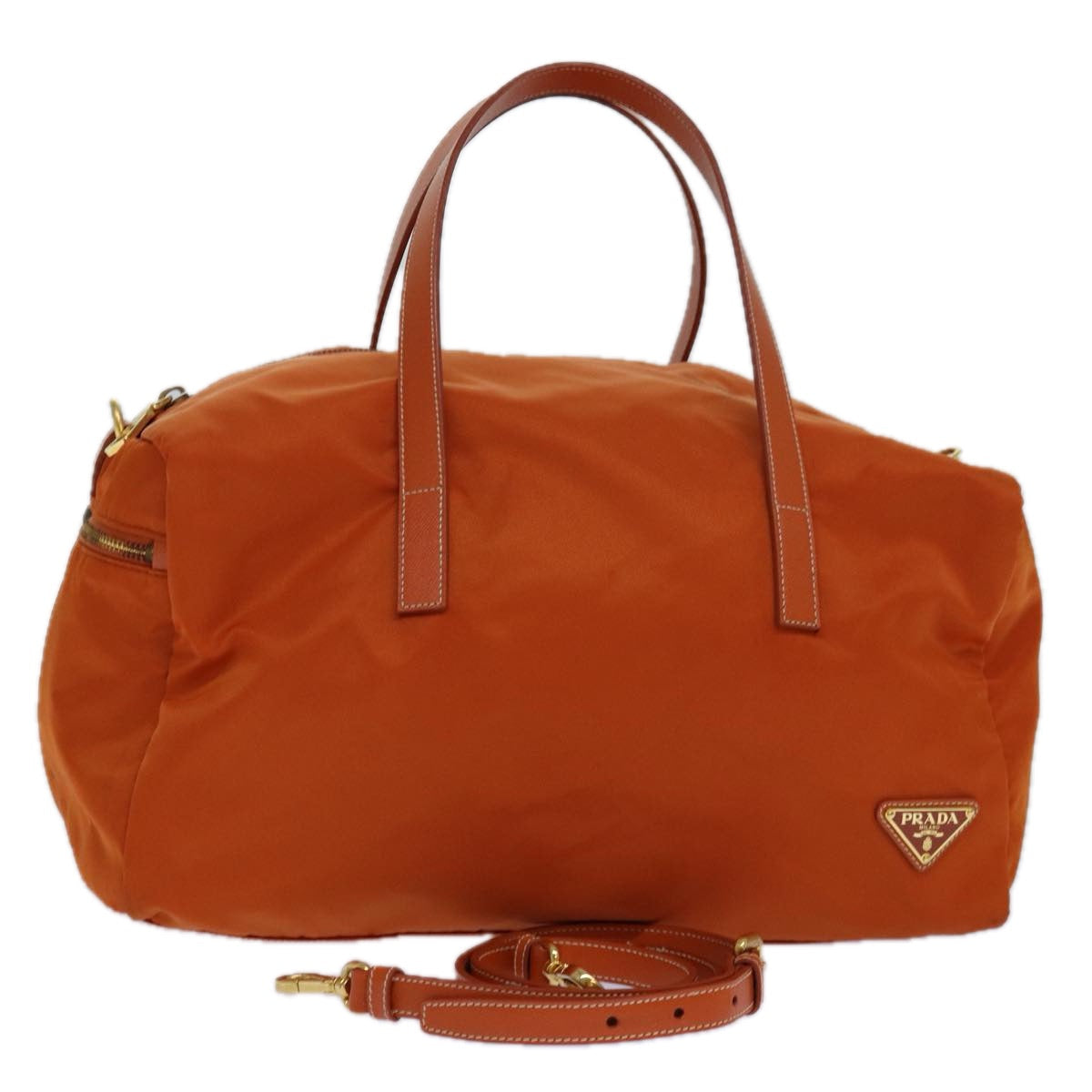Prada Hand Bag 2Way Auth Nylon Gold Orange Travel Bag