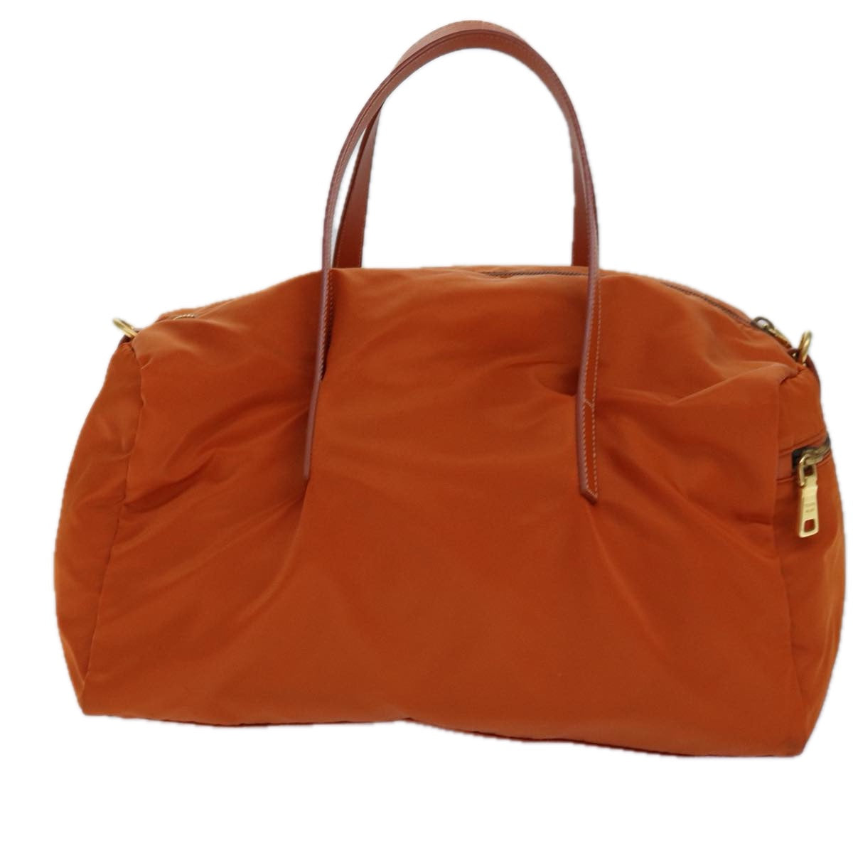 Prada Hand Bag 2Way Auth Nylon Gold Orange Travel Bag