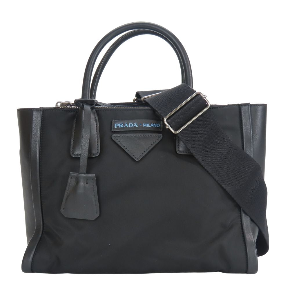 Prada 2Way Tote Bag Leather Nylon