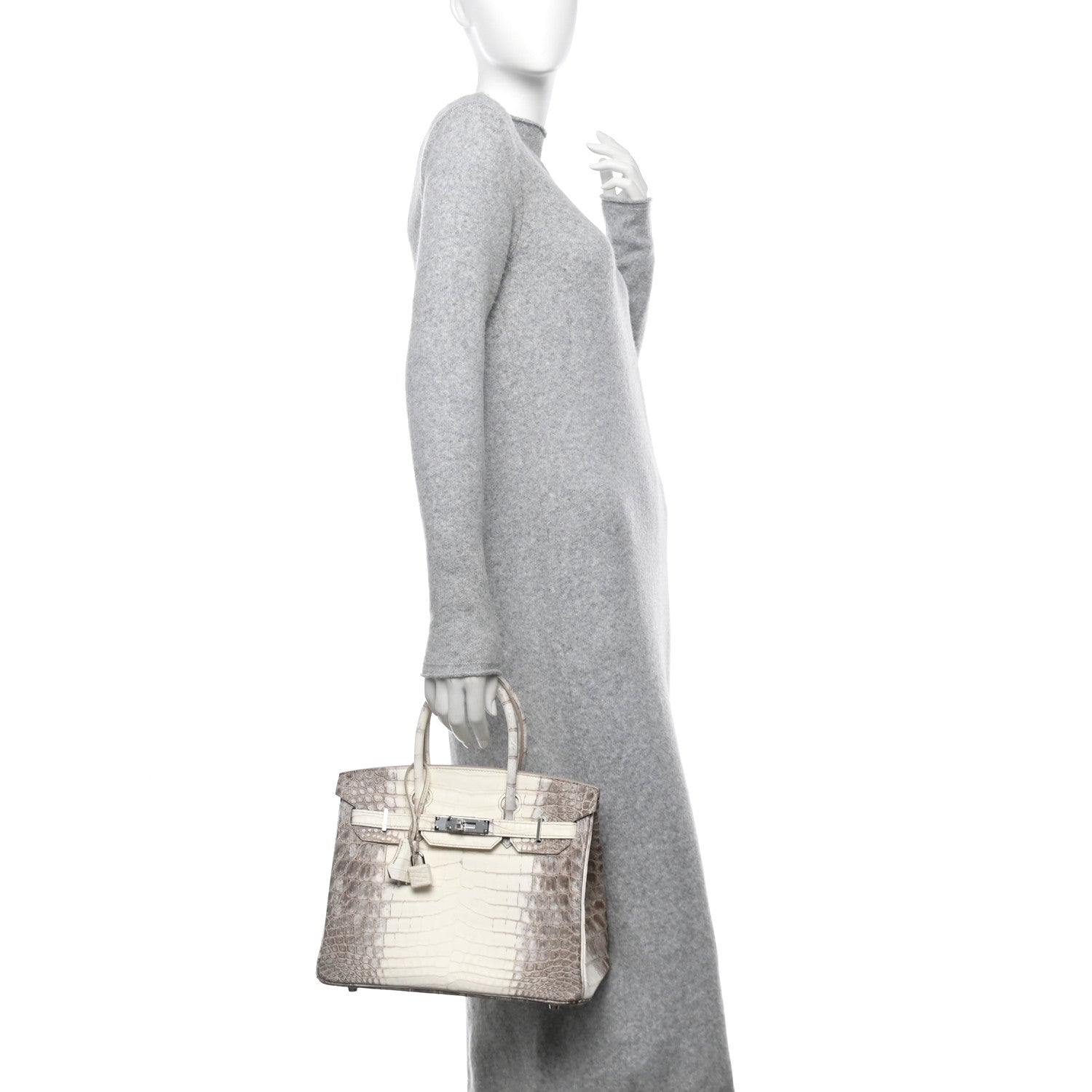 Hermes Matte Niloticus Crocodile Himalaya Birkin Blanc Handbag Travel Bag