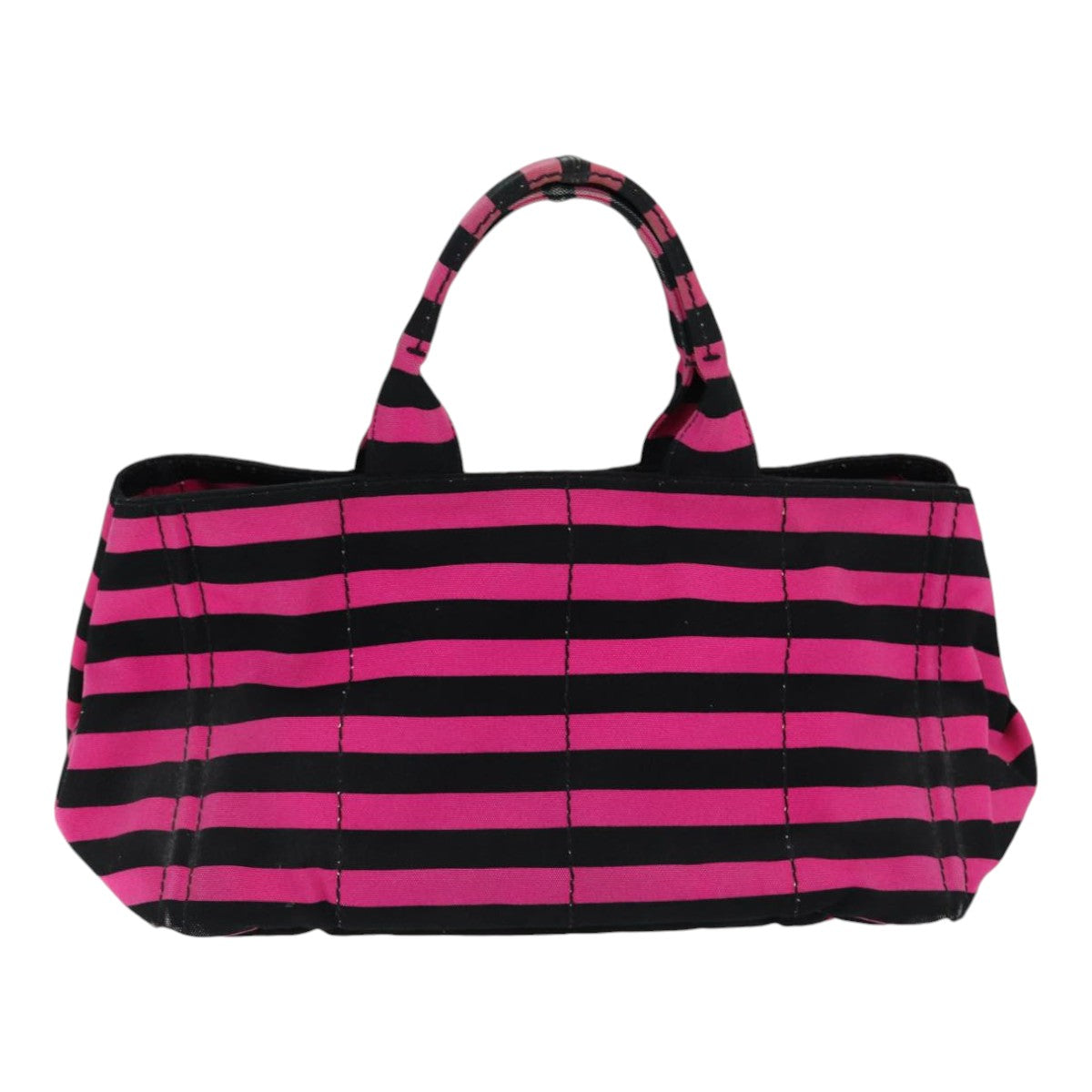 Prada Canapa Gm Hand Bag Auth Canvas Black Pink Travel Bag