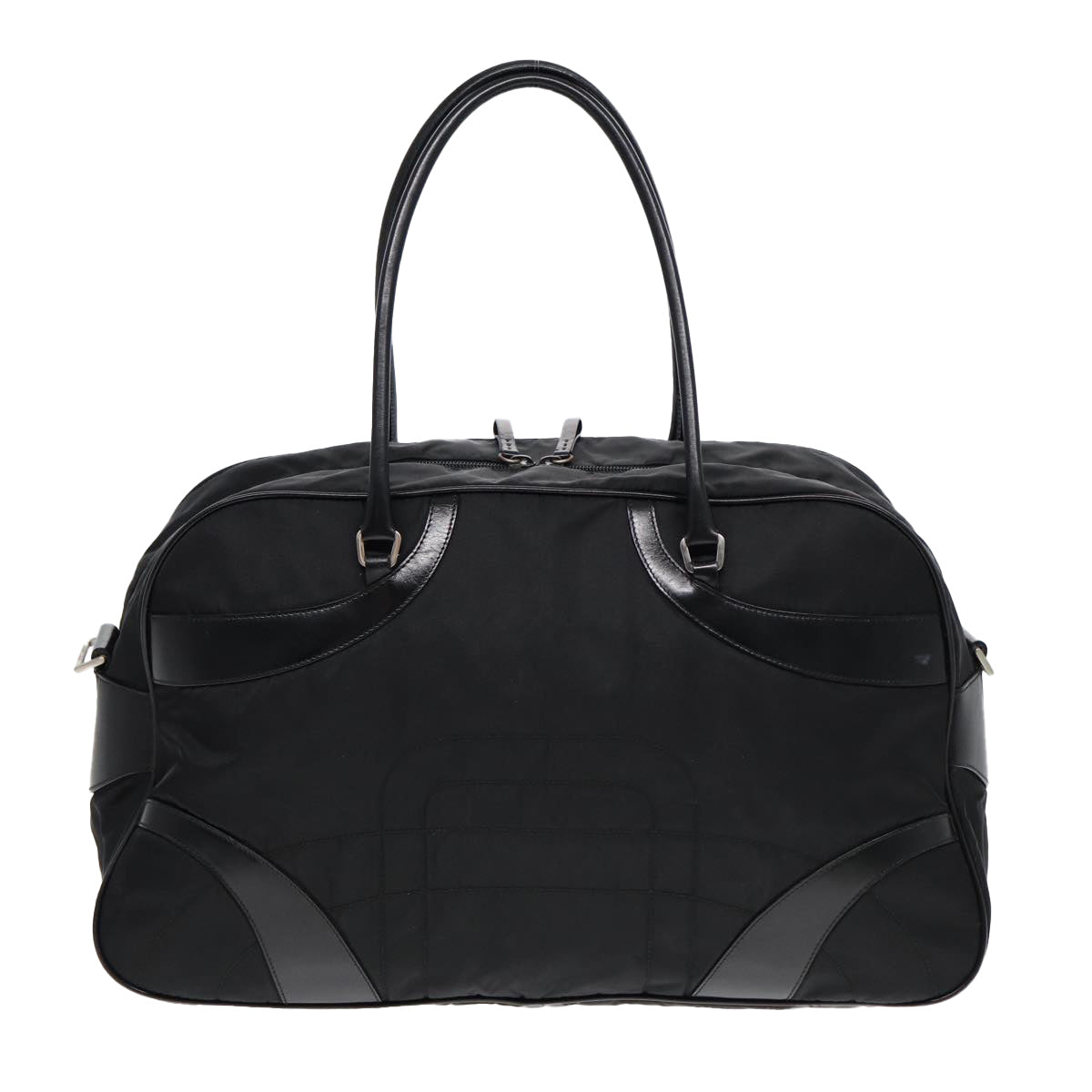 Prada Shoulder Bag Auth Nylon Black Silver Silver Auth 85626