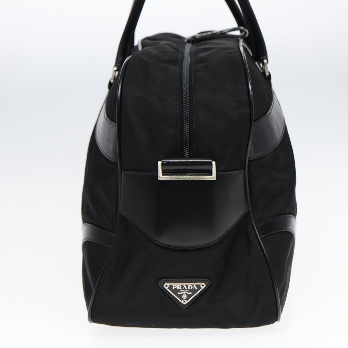 Prada Shoulder Bag Auth Nylon Black Silver Silver Auth 85626