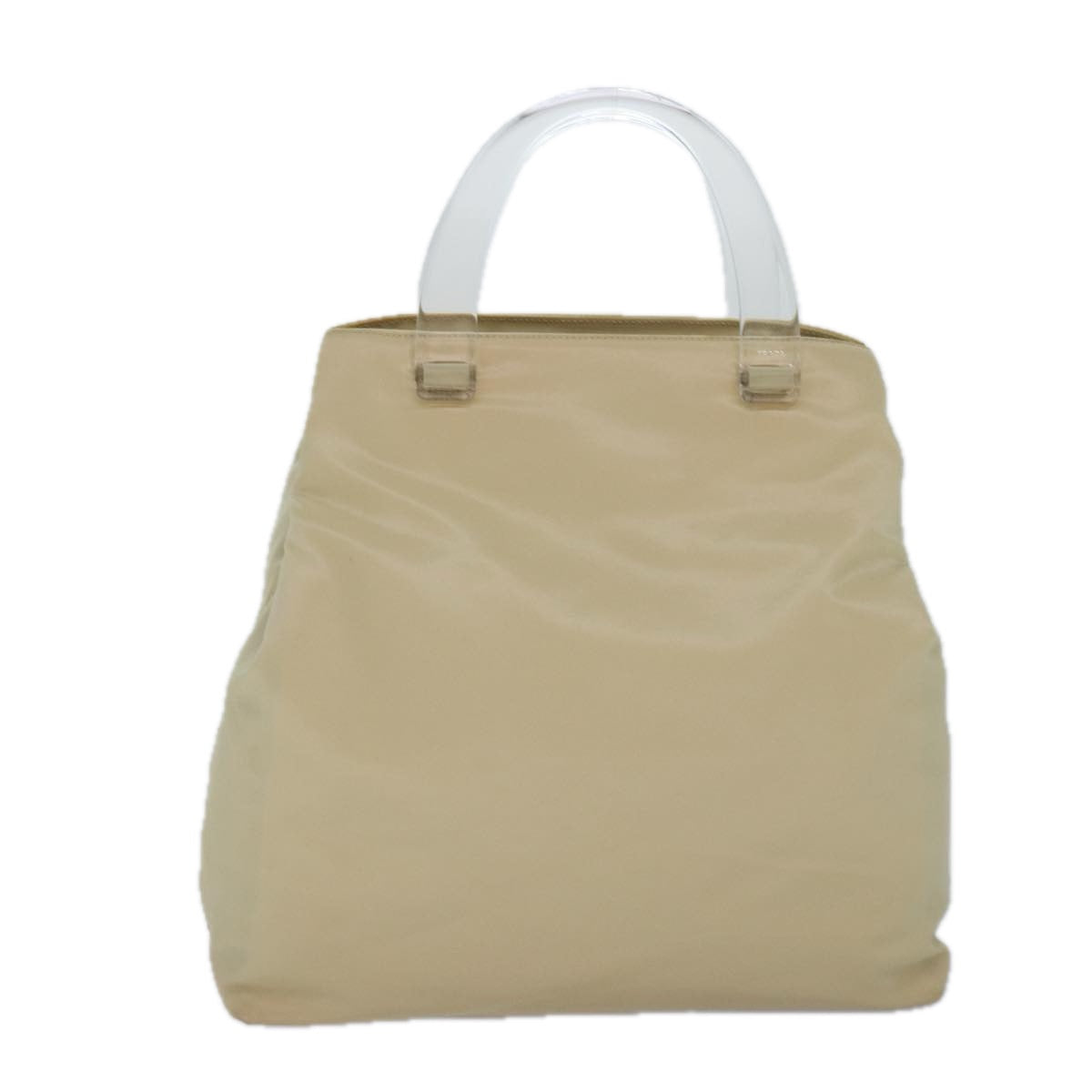 Prada Hand Bag Auth Nylon Silver Cream Travel Bag