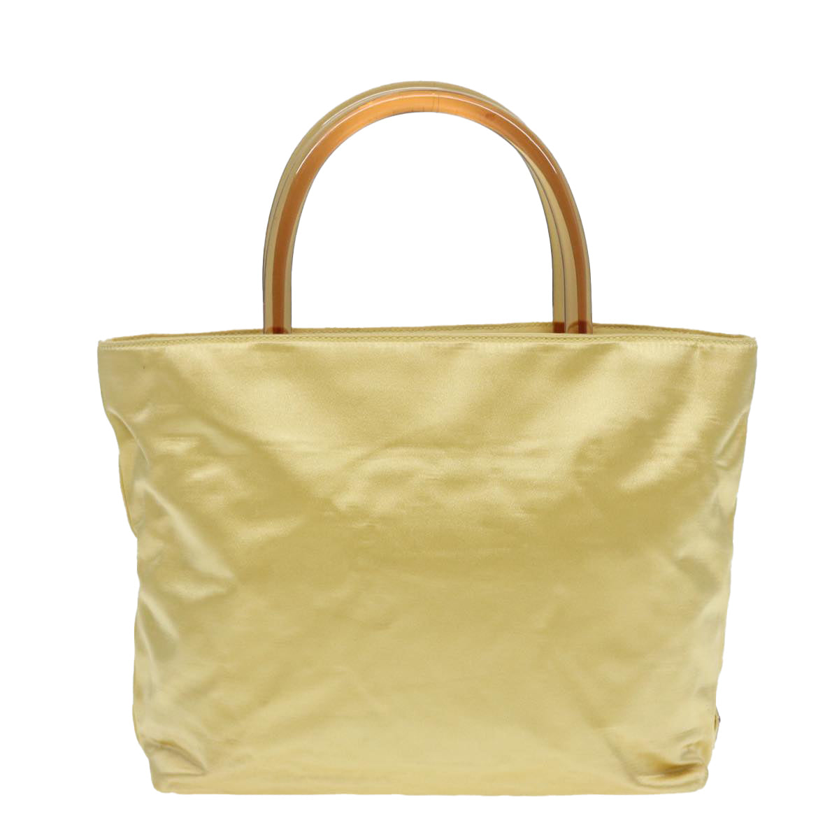Prada Hand Bag Auth Satin Silver Yellow Travel Bag