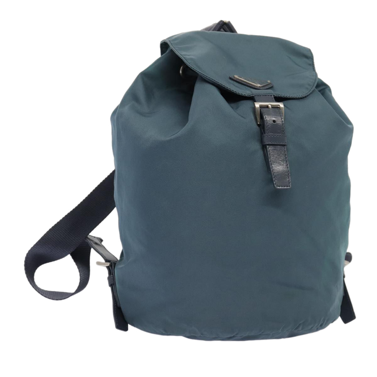 Prada Backpack Auth Nylon Blue Silver Silver Auth 85634
