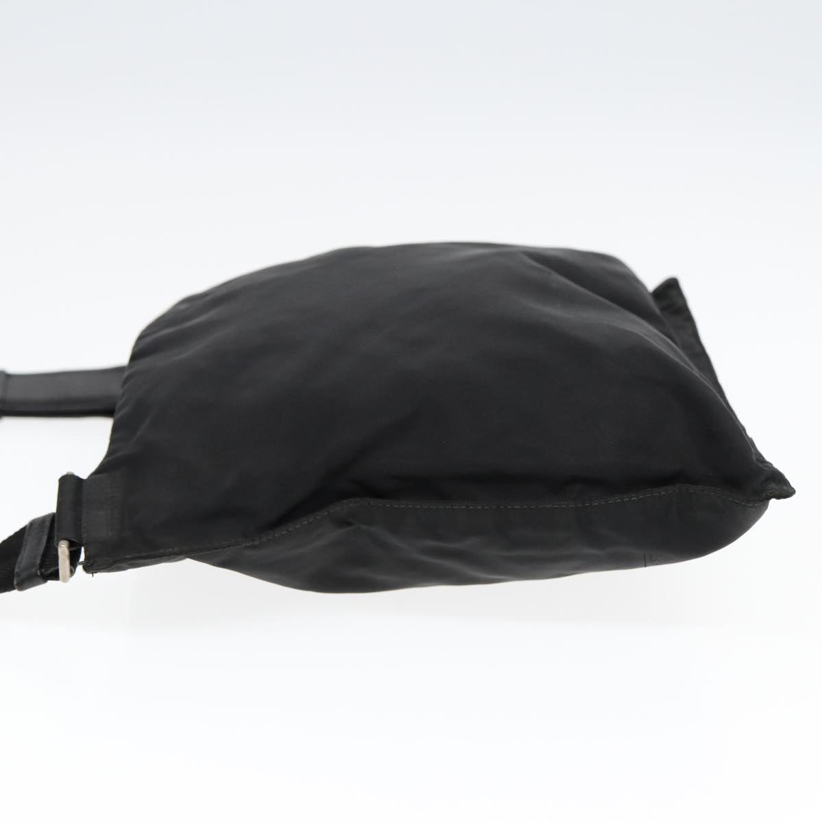 Prada Shoulder Bag Auth Nylon Black Silver Silver Auth 85650